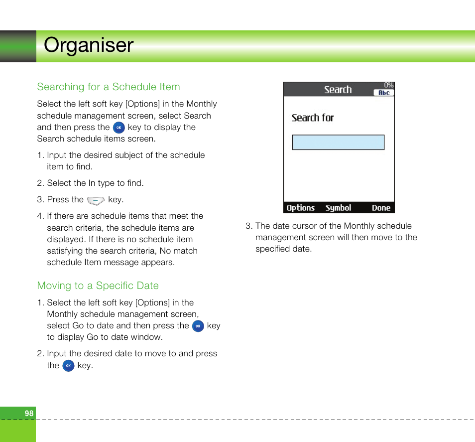 Organiser | LG U8360 User Manual | Page 100 / 140
