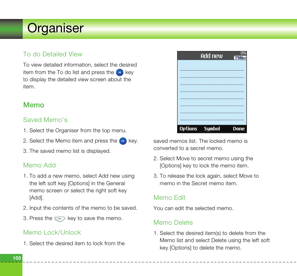Organiser | LG U8360 User Manual | Page 102 / 140
