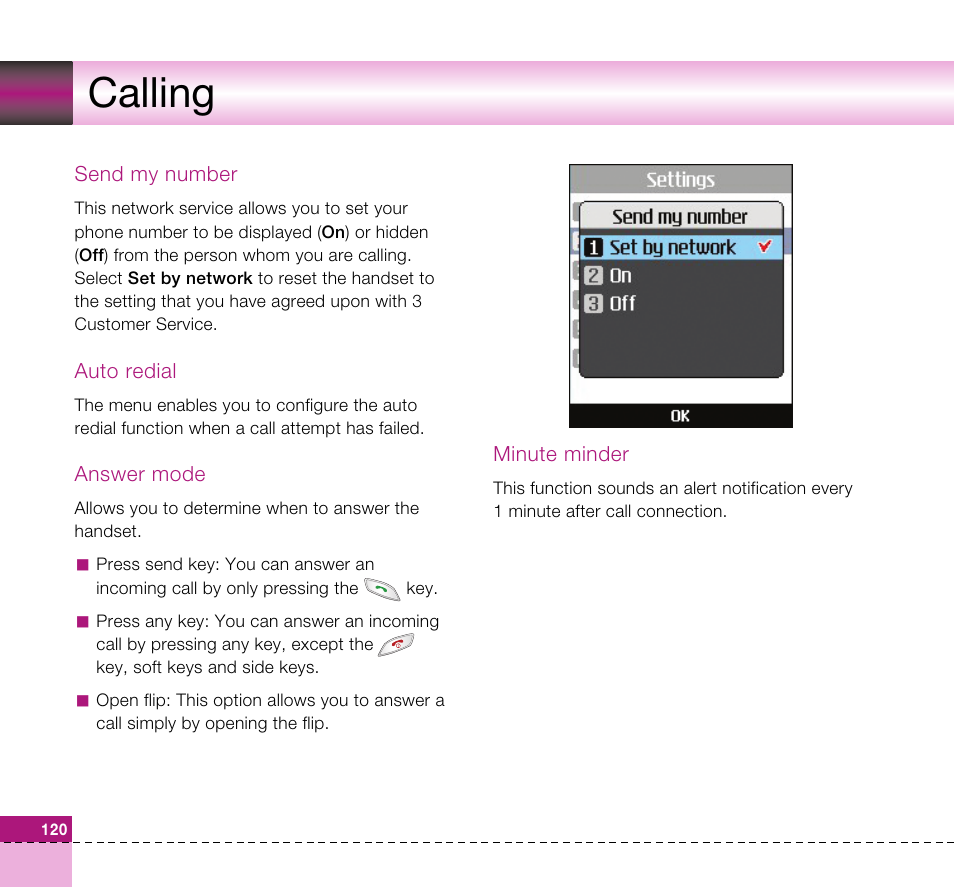 Calling | LG U8360 User Manual | Page 122 / 140
