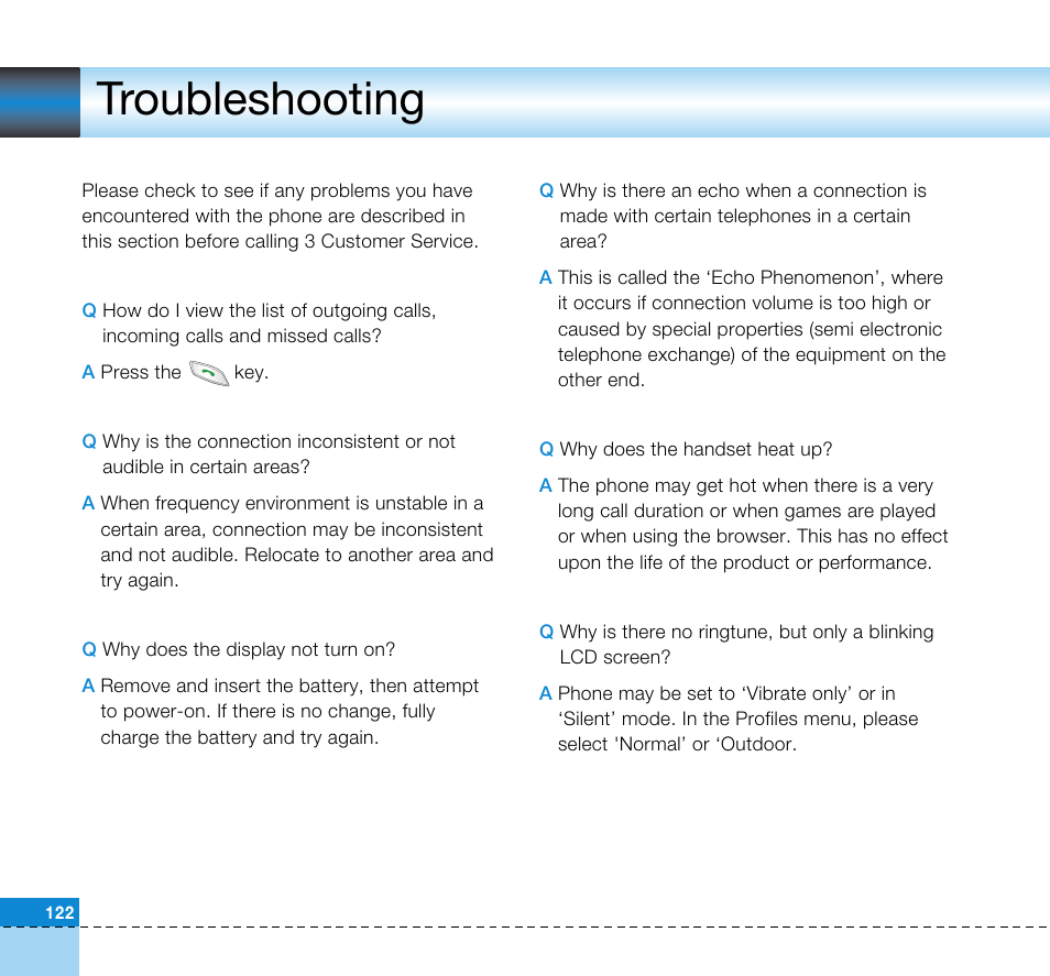 Troubleshooting | LG U8360 User Manual | Page 124 / 140