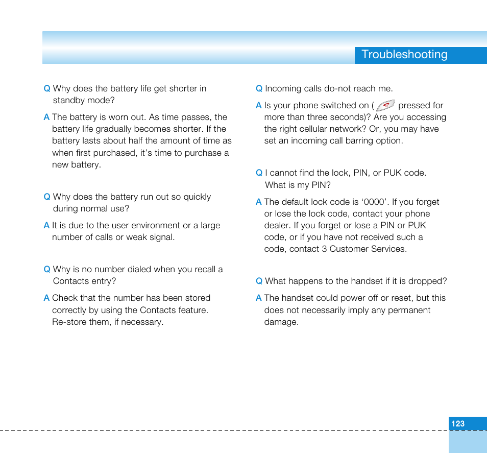 Troubleshooting | LG U8360 User Manual | Page 125 / 140