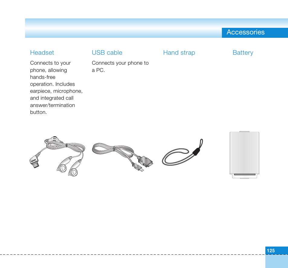 Accessories | LG U8360 User Manual | Page 127 / 140