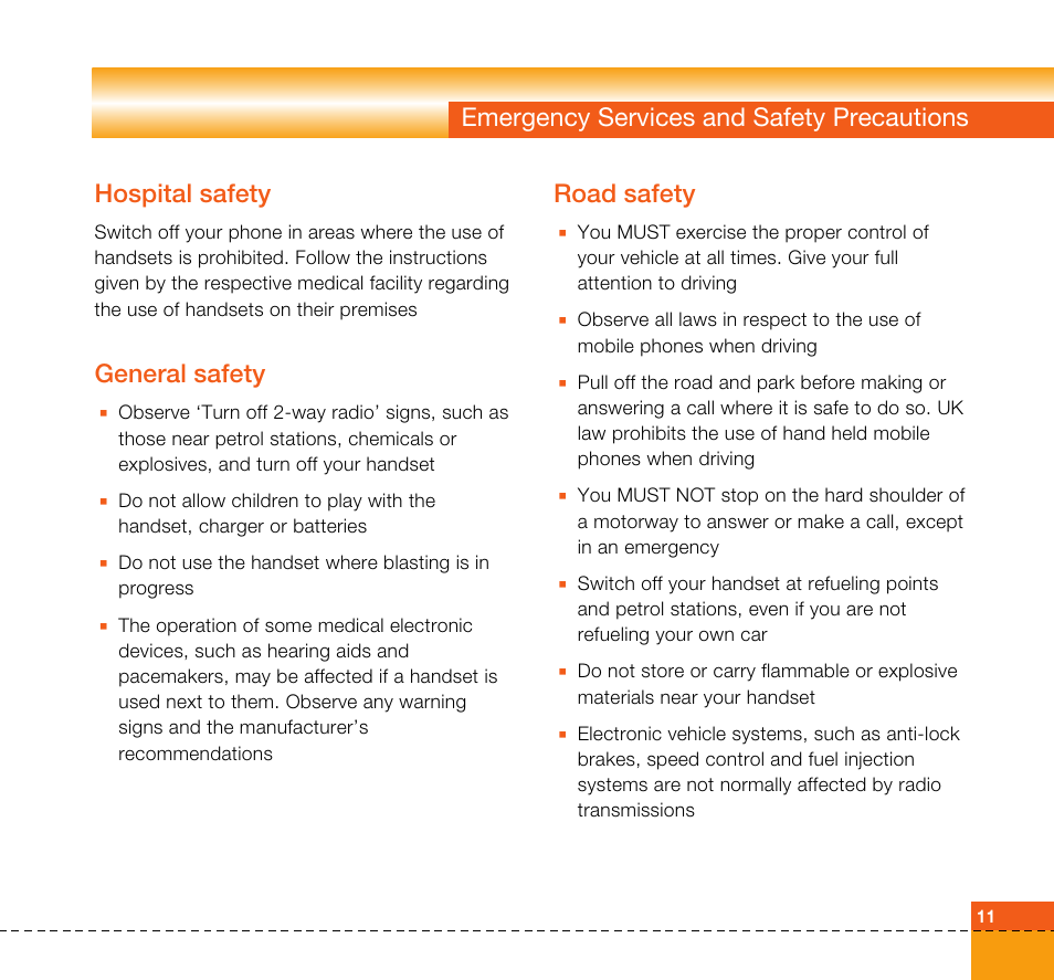 General safety, Road safety | LG U8360 User Manual | Page 13 / 140