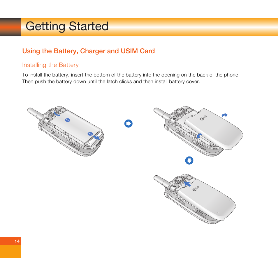 Getting started | LG U8360 User Manual | Page 16 / 140