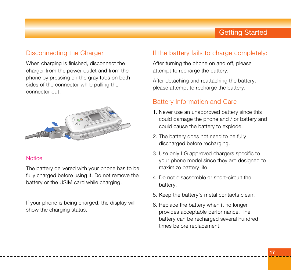 Getting started | LG U8360 User Manual | Page 19 / 140