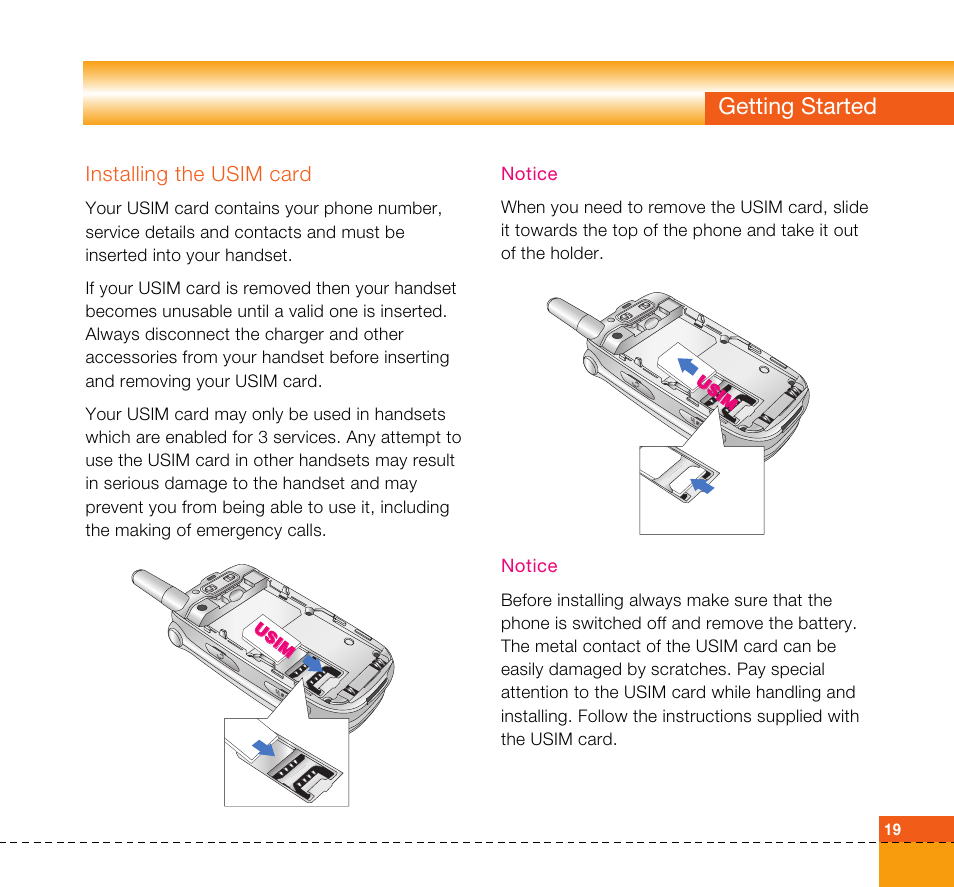 Getting started | LG U8360 User Manual | Page 21 / 140