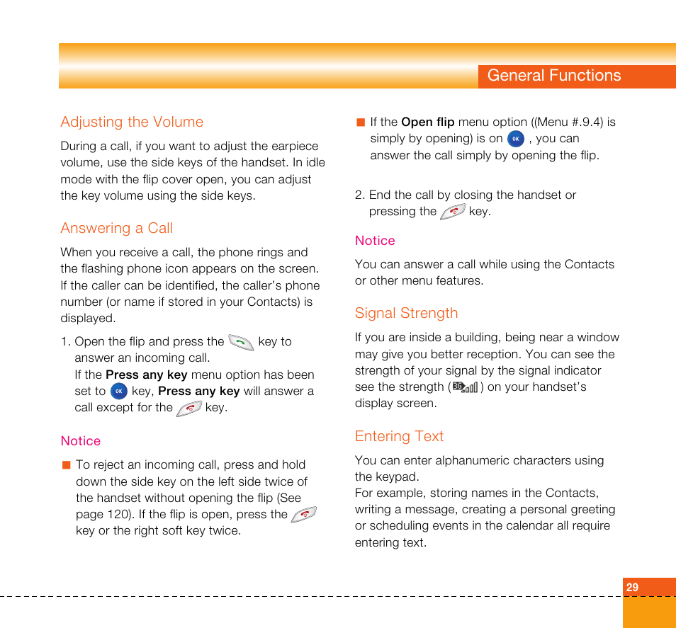 General functions | LG U8360 User Manual | Page 31 / 140