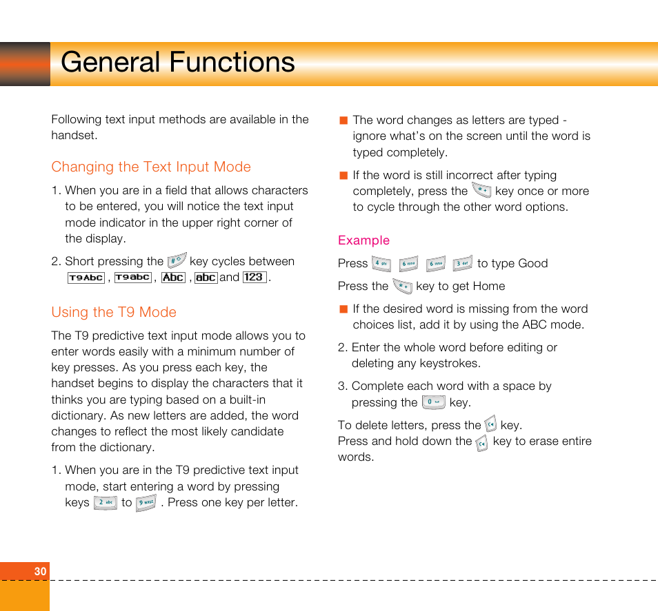 General functions | LG U8360 User Manual | Page 32 / 140