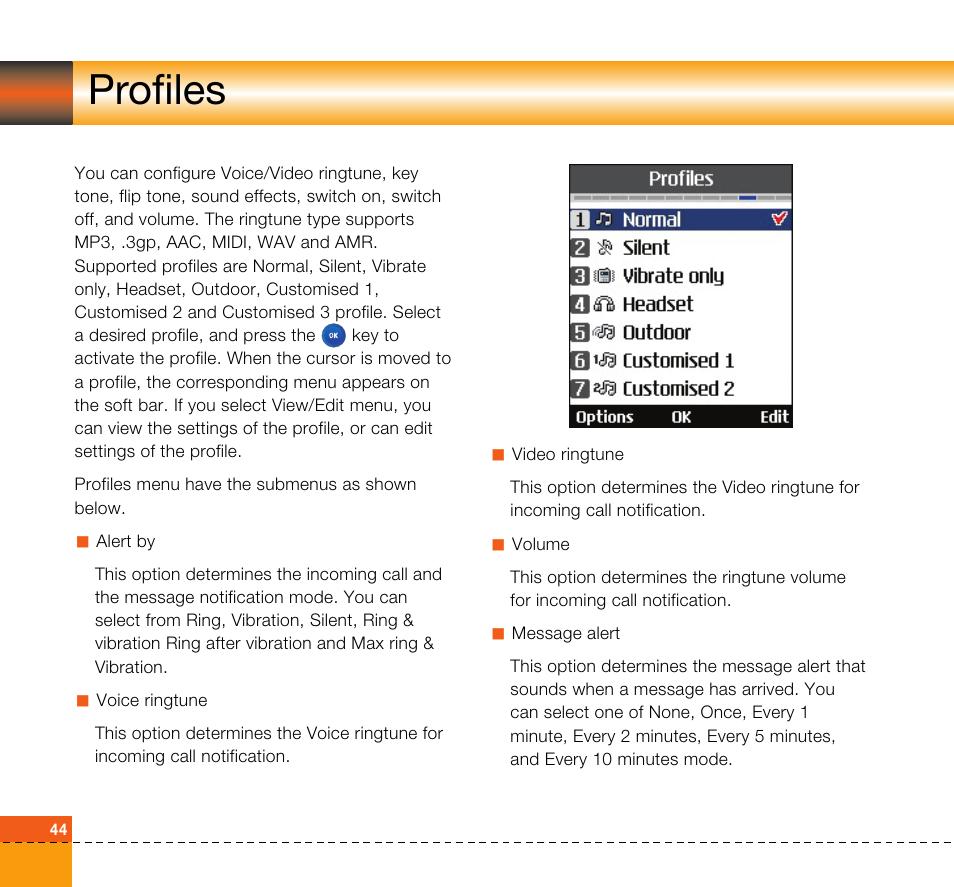 Profiles | LG U8360 User Manual | Page 46 / 140