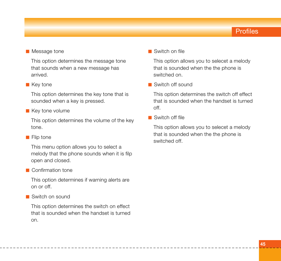 Profiles | LG U8360 User Manual | Page 47 / 140