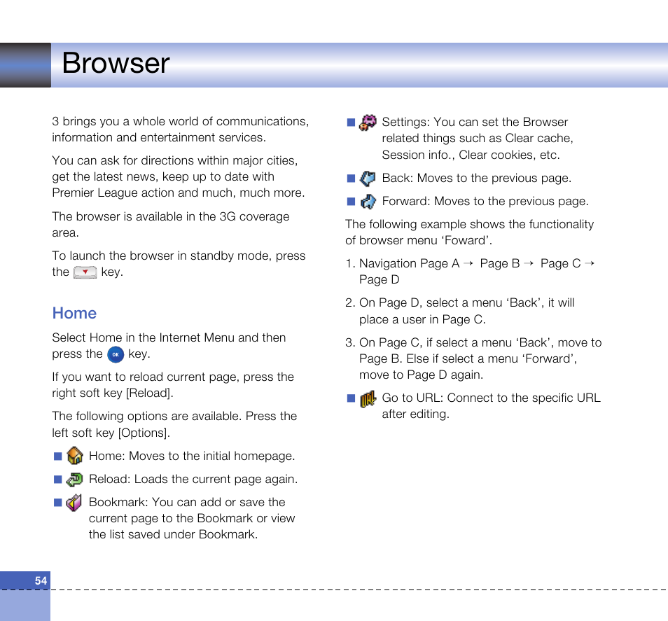 Browser, Home | LG U8360 User Manual | Page 56 / 140