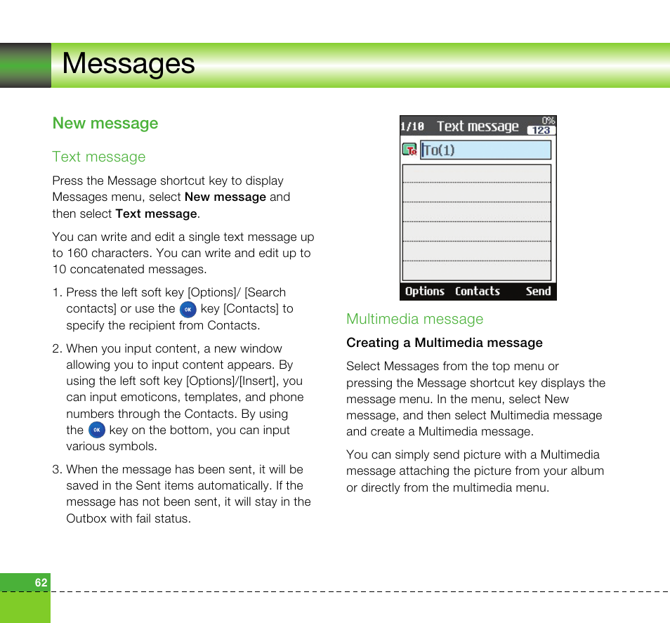 Messages, New message | LG U8360 User Manual | Page 64 / 140