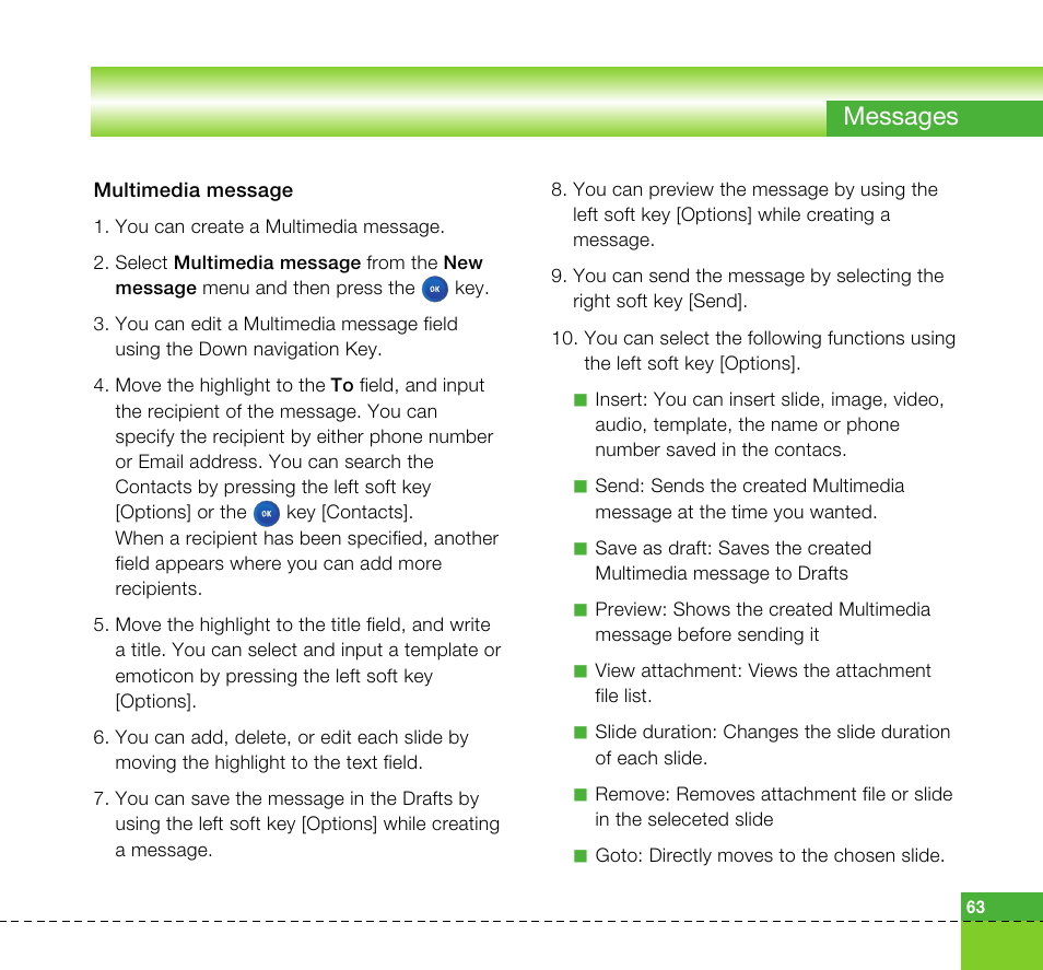 Messages | LG U8360 User Manual | Page 65 / 140