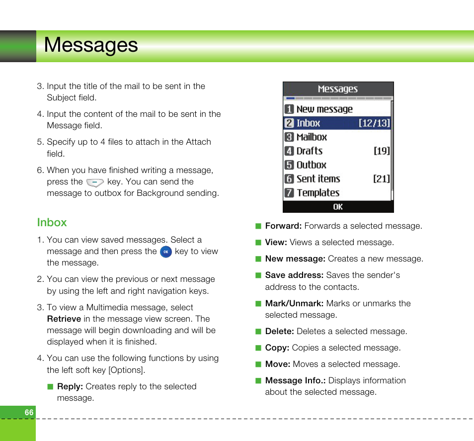 Messages, Inbox | LG U8360 User Manual | Page 68 / 140