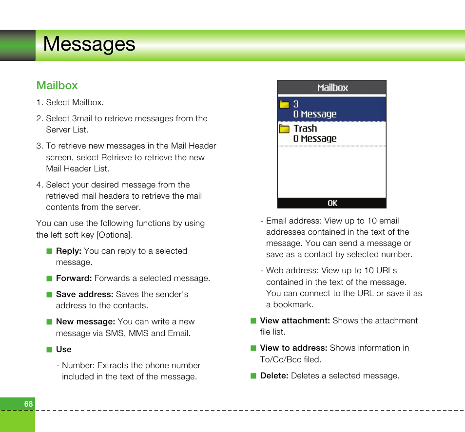 Messages, Mailbox | LG U8360 User Manual | Page 70 / 140