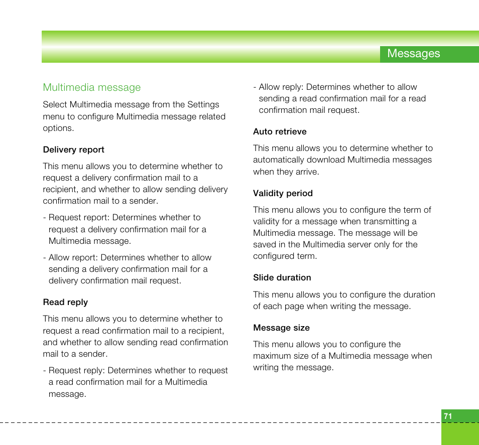 Messages | LG U8360 User Manual | Page 73 / 140