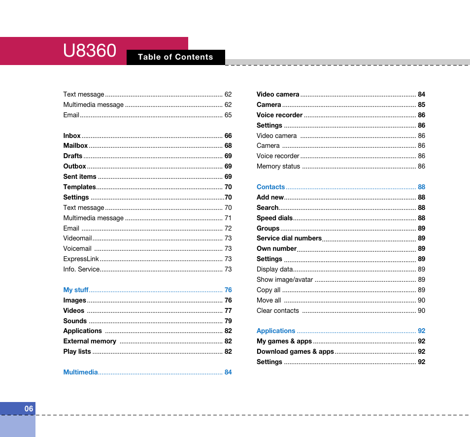 U8360 | LG U8360 User Manual | Page 8 / 140