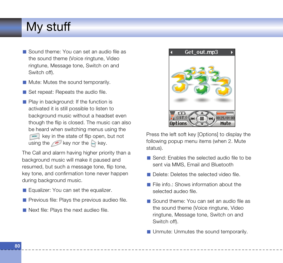 My stuff | LG U8360 User Manual | Page 82 / 140