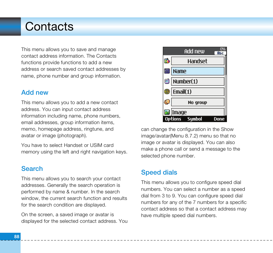 Contacts | LG U8360 User Manual | Page 90 / 140