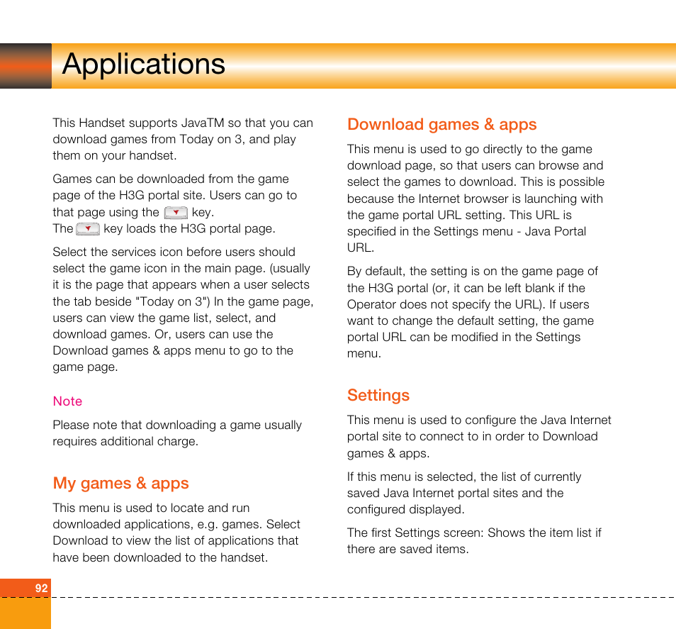 Applications, My games & apps, Download games & apps | Settings | LG U8360 User Manual | Page 94 / 140