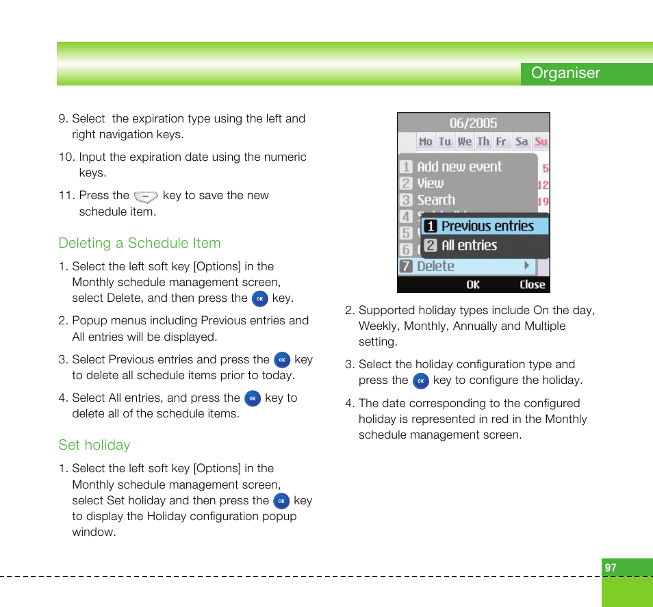 Organiser | LG U8360 User Manual | Page 99 / 140