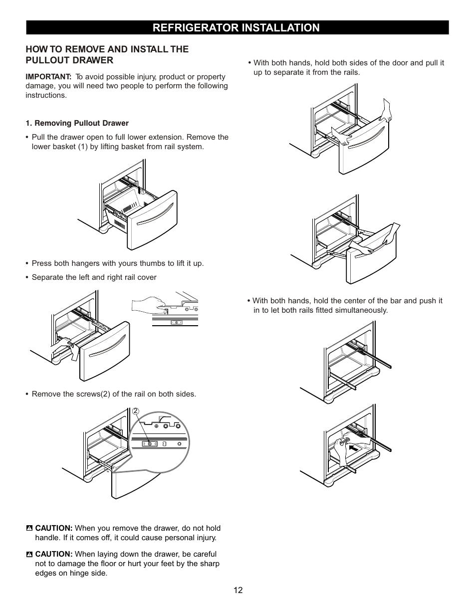 Refrigerator installation | LG LFC23760 User Manual | Page 12 / 60