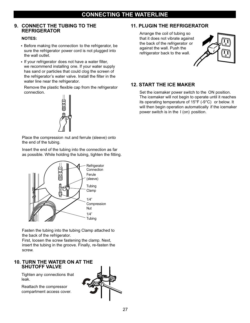 Connecting the waterline | LG LFC23760 User Manual | Page 27 / 60