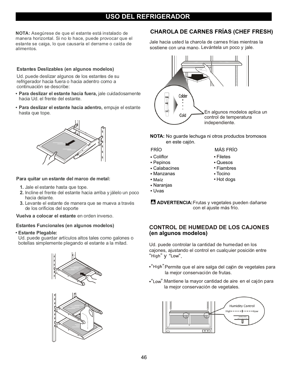 Uso del refrigerador | LG LFC23760 User Manual | Page 46 / 60