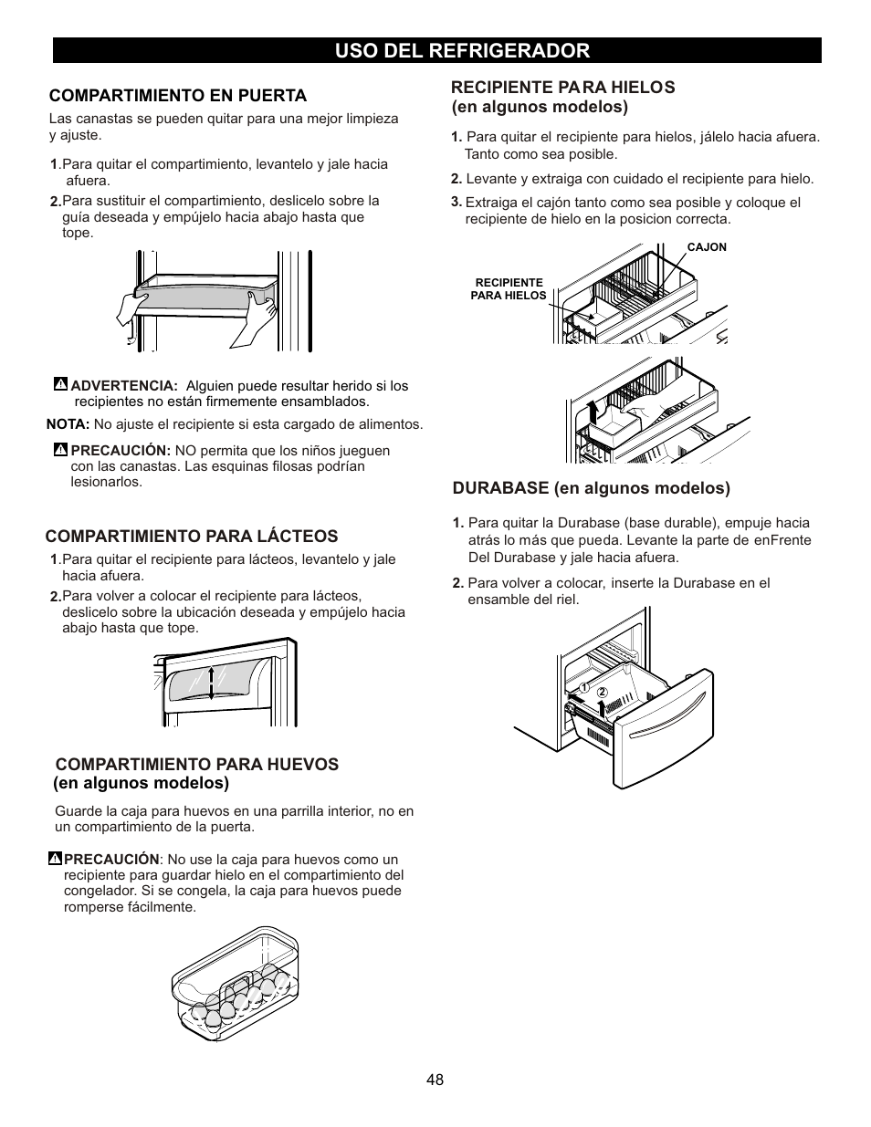 Uso del refrigerador | LG LFC23760 User Manual | Page 48 / 60