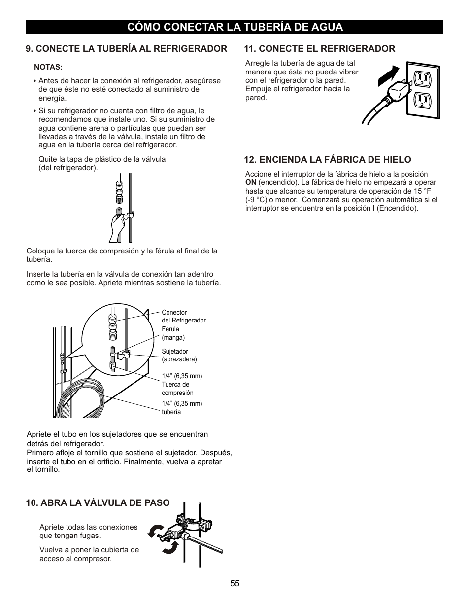 Cómo conectar la tubería de agua | LG LFC23760 User Manual | Page 55 / 60