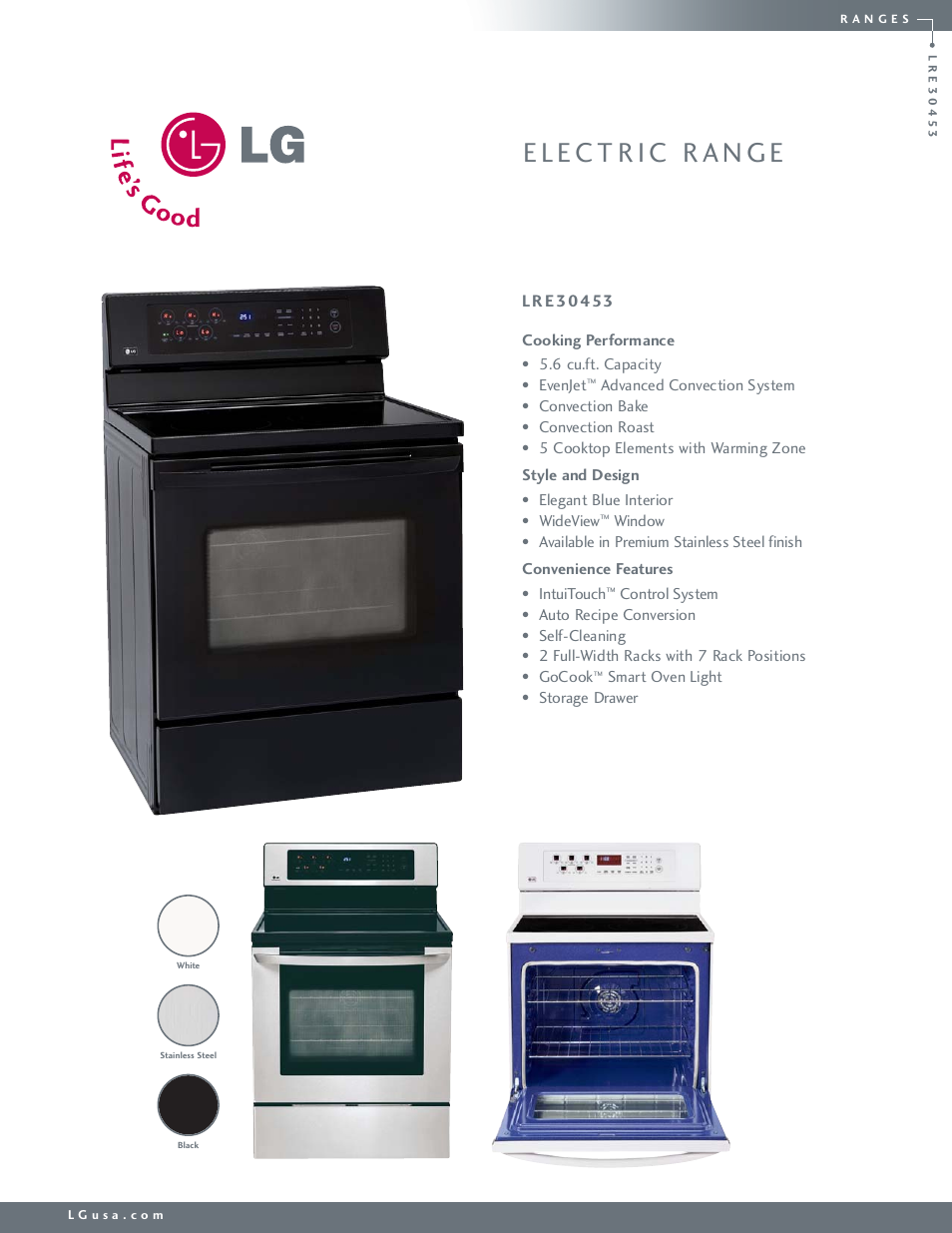 LG LRE30453ST User Manual | 2 pages