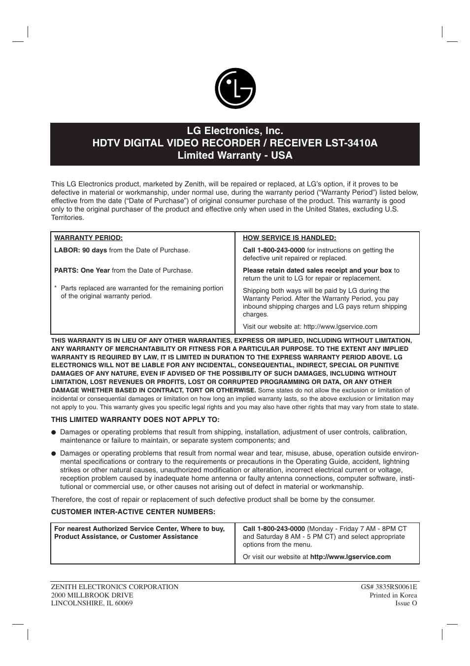 LG LST-3410A User Manual | Page 68 / 68