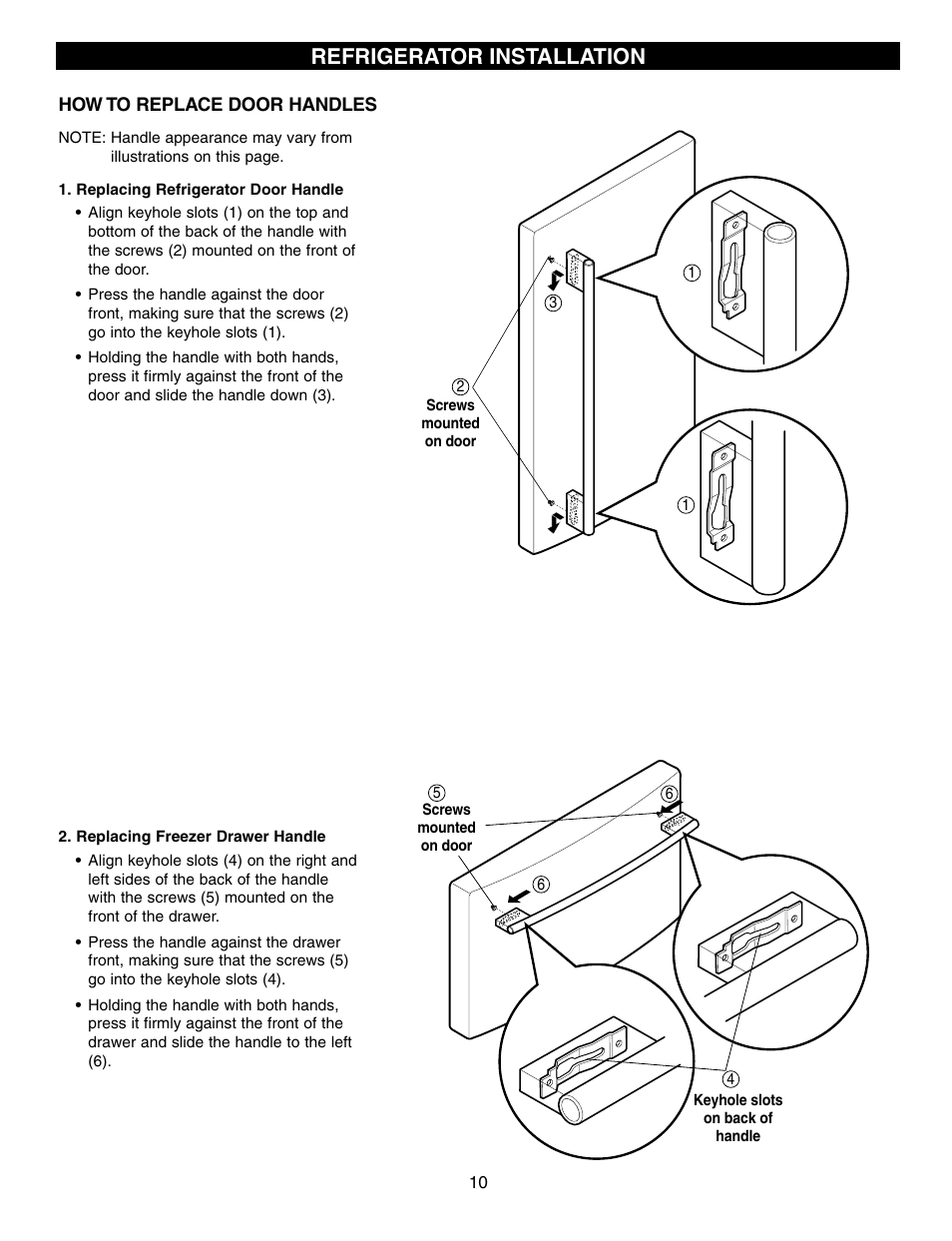 Refrigerator installation | LG LRFD21855 User Manual | Page 10 / 36