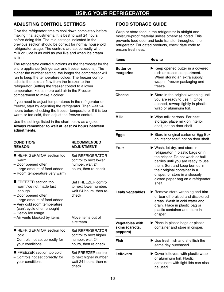 Using your refrigerator | LG LRFD21855 User Manual | Page 16 / 36