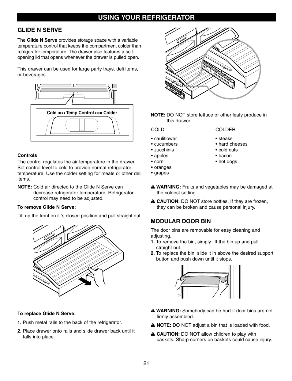 Using your refrigerator | LG LRFD21855 User Manual | Page 21 / 36