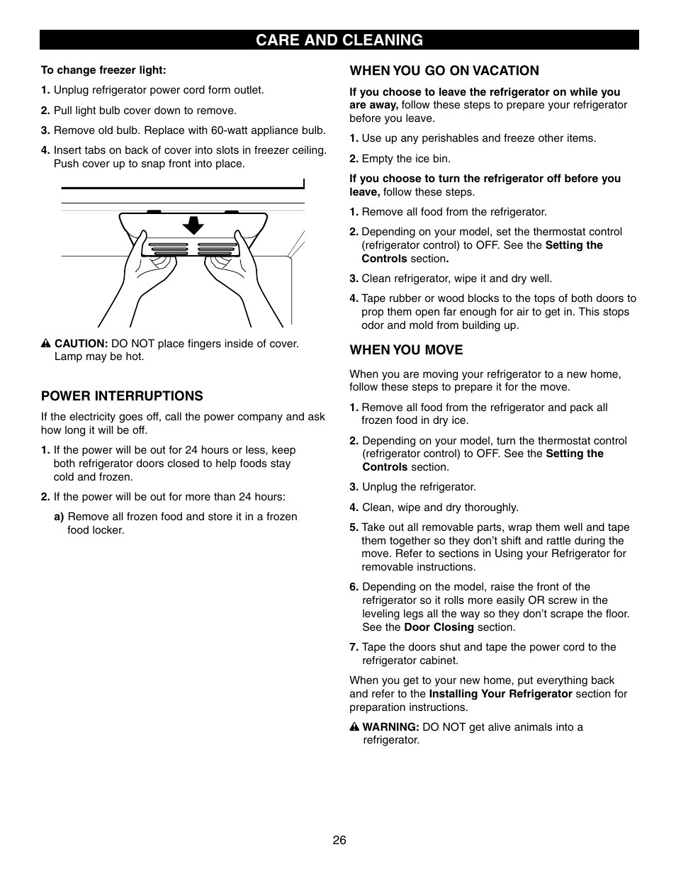 Care and cleaning | LG LRFD21855 User Manual | Page 26 / 36