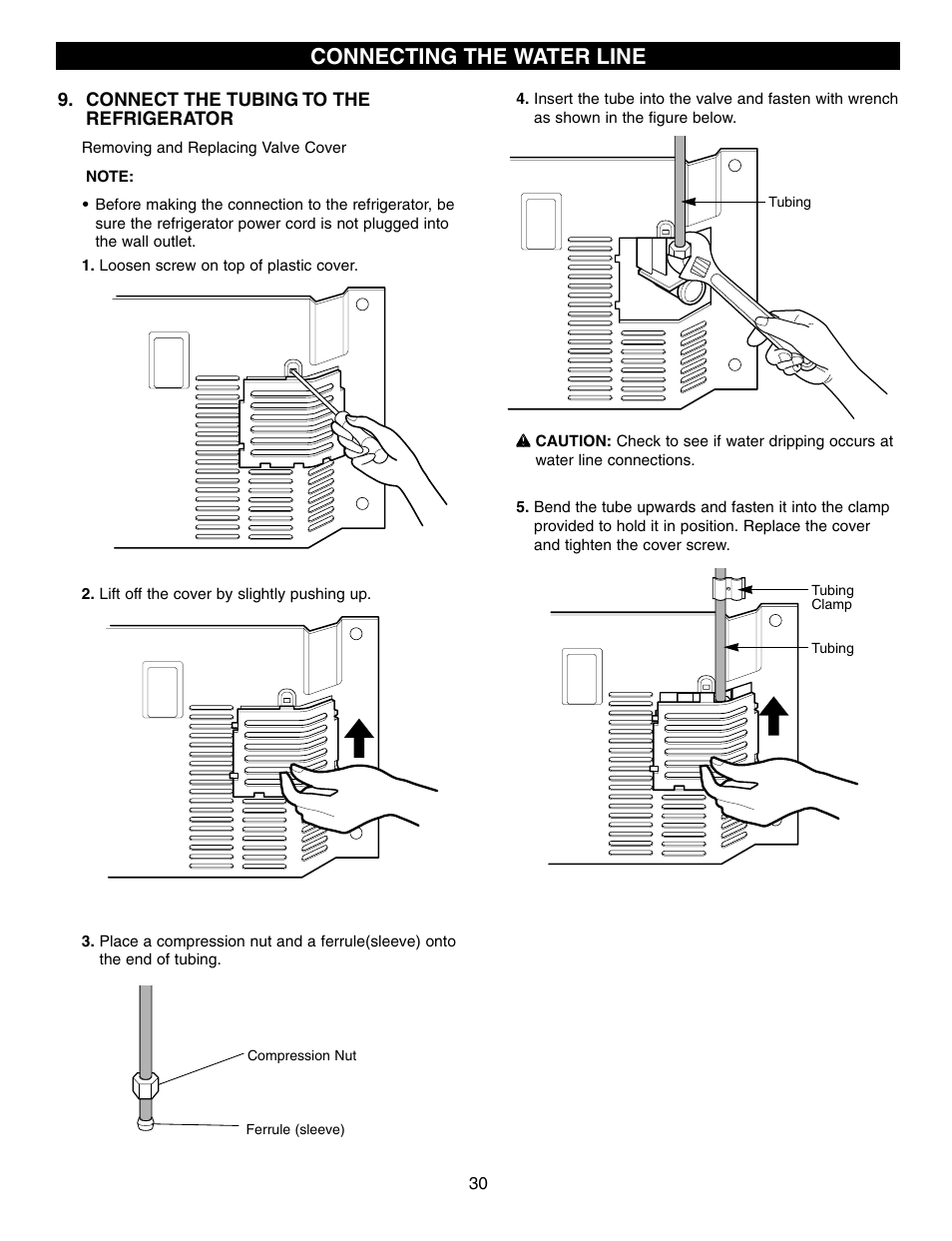 Connecting the water line | LG LRFD21855 User Manual | Page 30 / 36