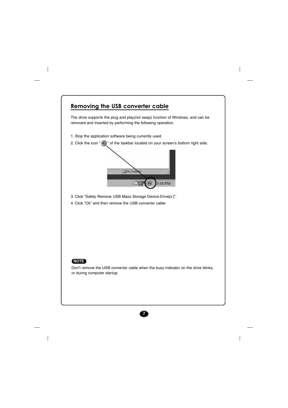 Removing the usb converter cable | LG GSA-5120D User Manual | Page 10 / 15