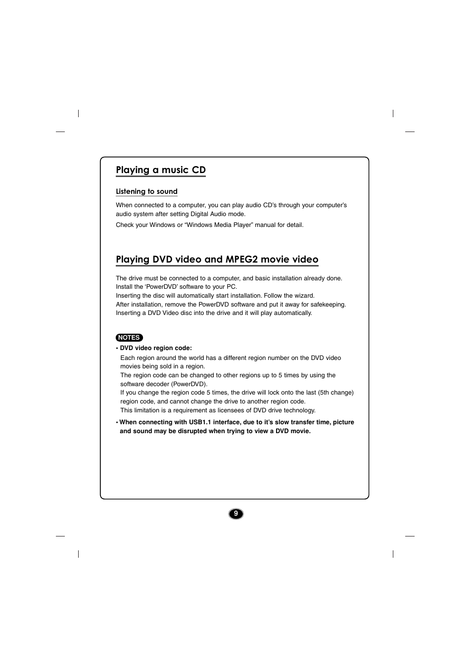 Playing a music cd, Playing dvd video and mpeg2 movie video | LG GSA-5120D User Manual | Page 12 / 15