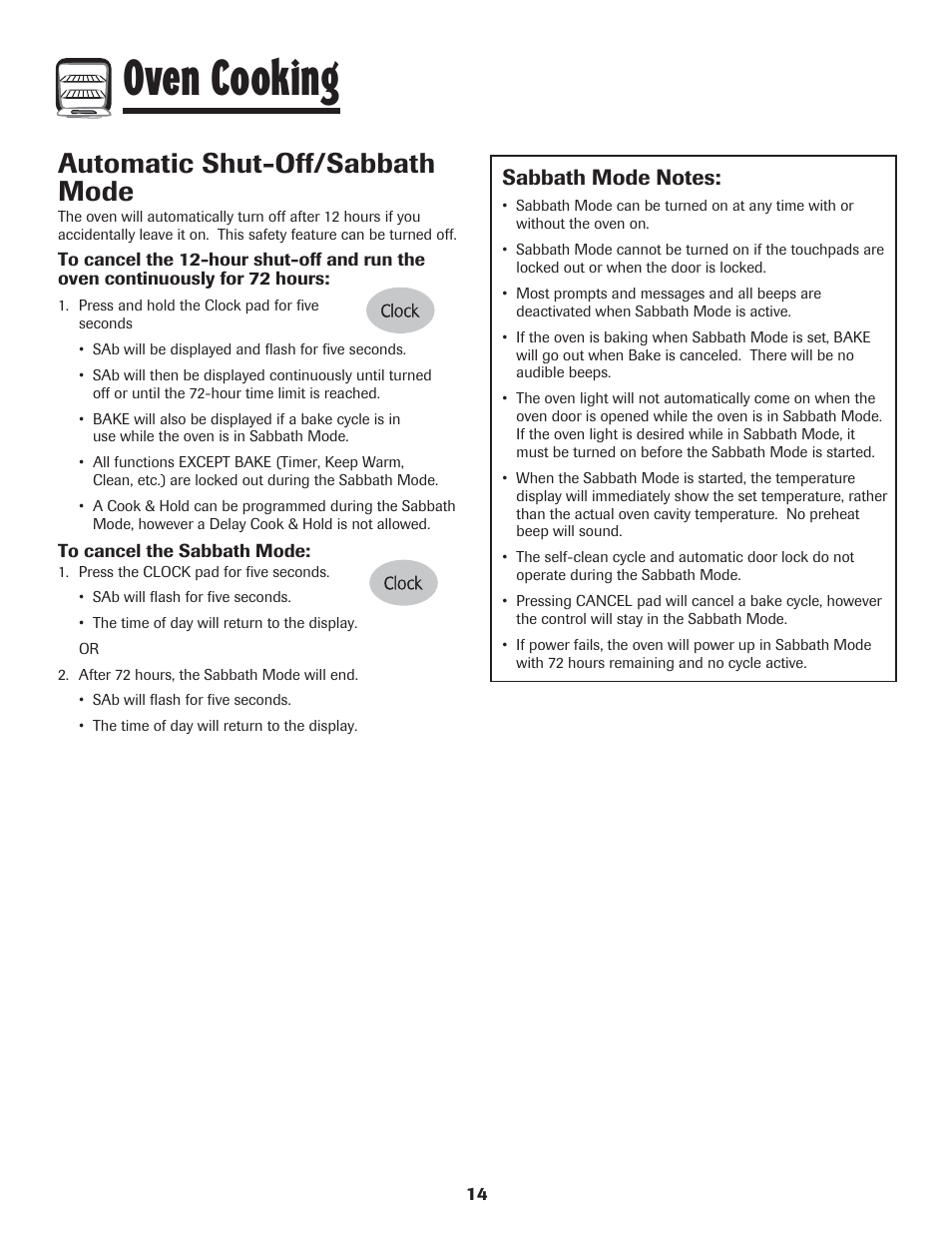 Oven cooking, Automatic shut-off/sabbath mode | LG 800 User Manual | Page 15 / 84