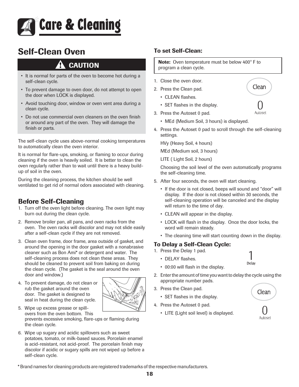 Care & cleaning, Self-clean oven, Caution | Before self-cleaning | LG 800 User Manual | Page 19 / 84