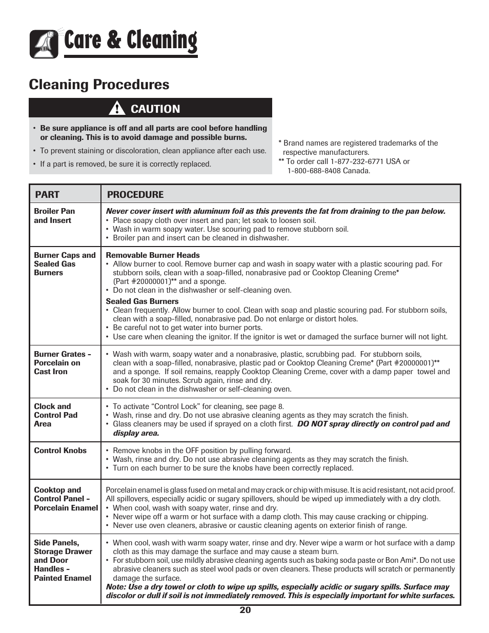 Care & cleaning, Cleaning procedures, Caution | LG 800 User Manual | Page 21 / 84