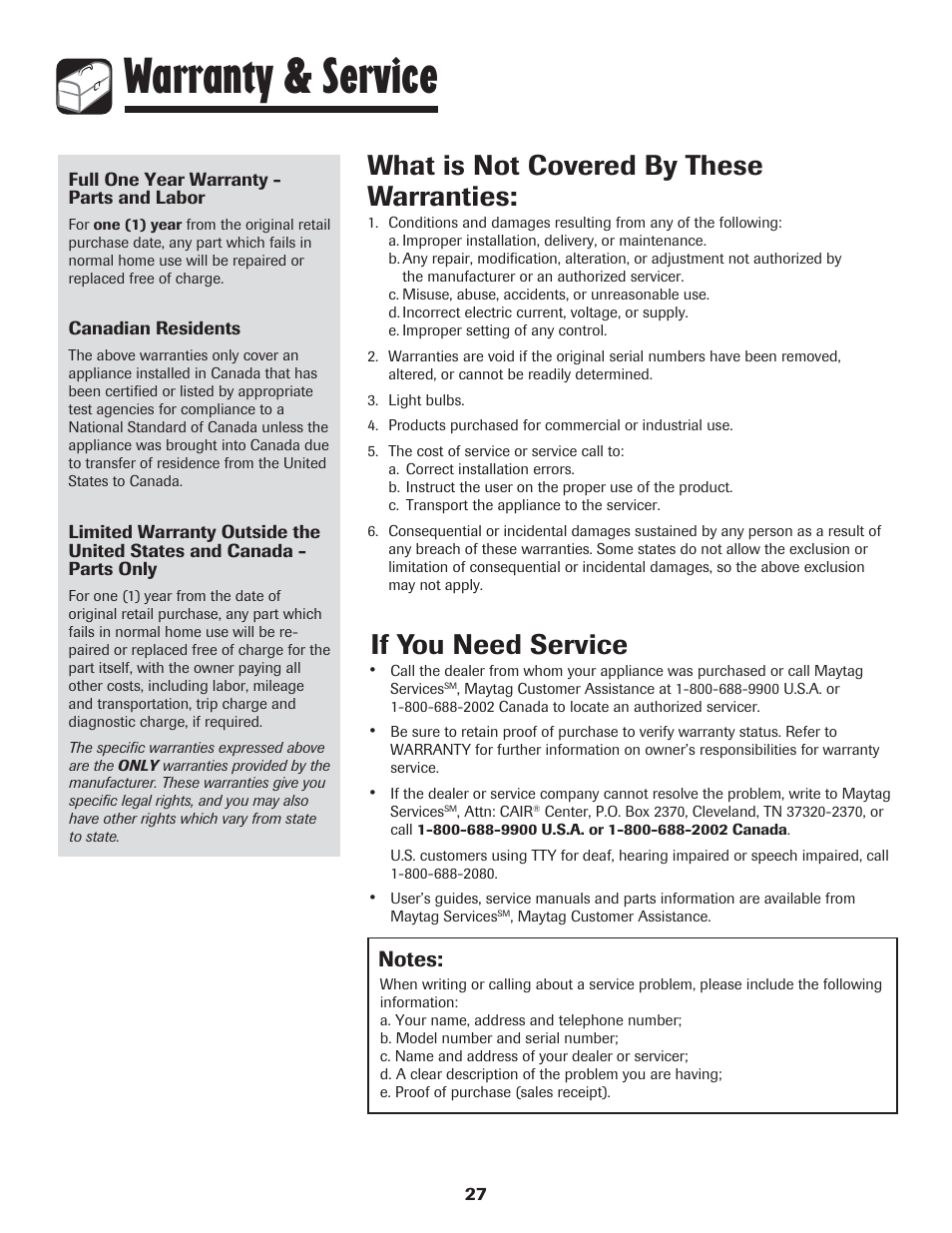 Warranty & service, What is not covered by these warranties, If you need service | LG 800 User Manual | Page 28 / 84