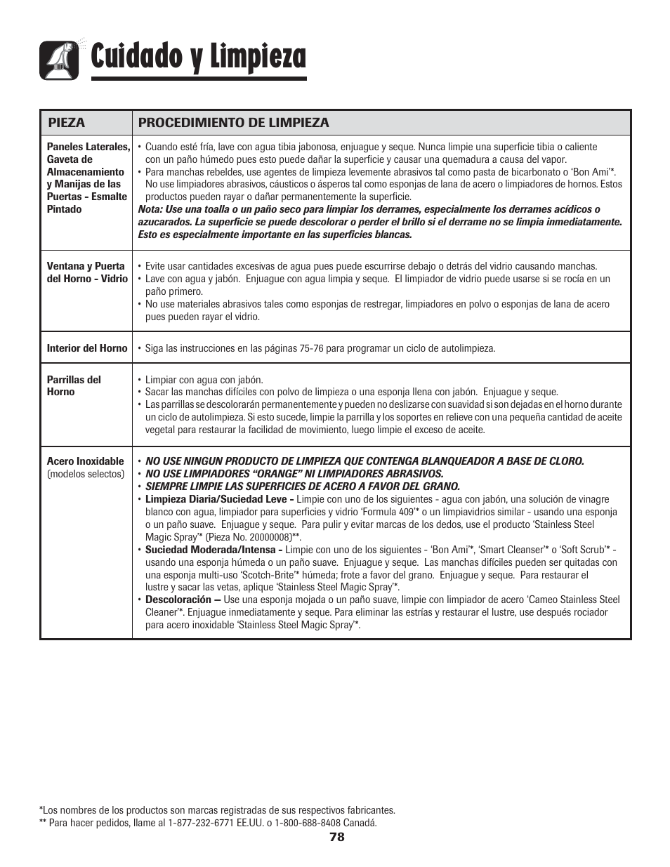 Cuidado y limpieza | LG 800 User Manual | Page 79 / 84