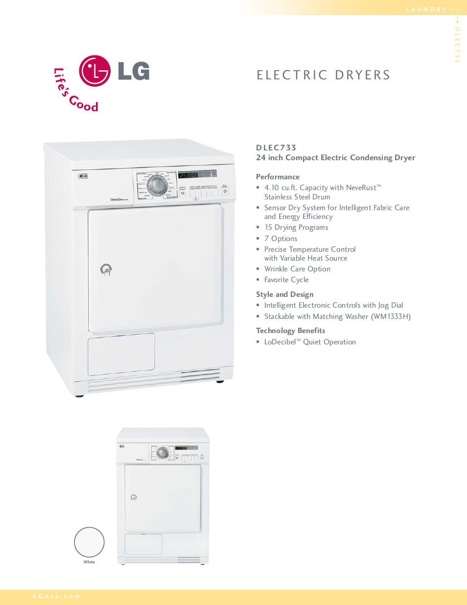 LG DLEC733 User Manual | 2 pages