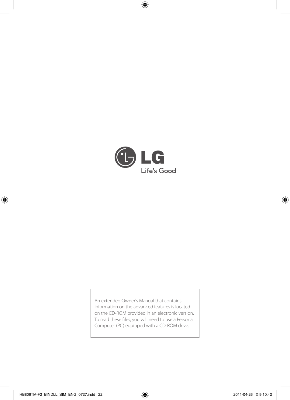 LG HB806TM User Manual | Page 22 / 22