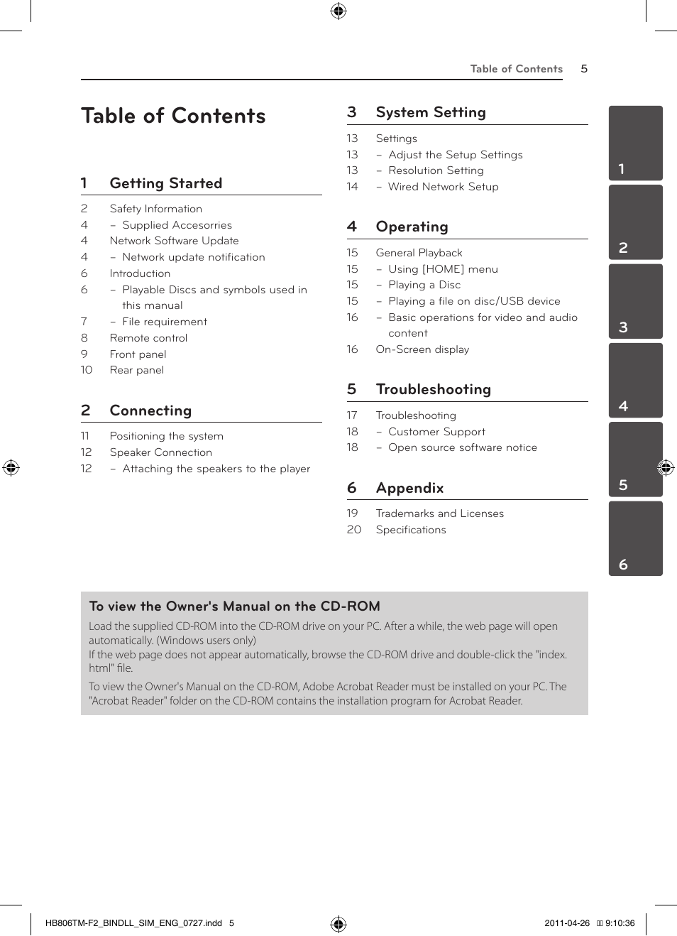 LG HB806TM User Manual | Page 5 / 22