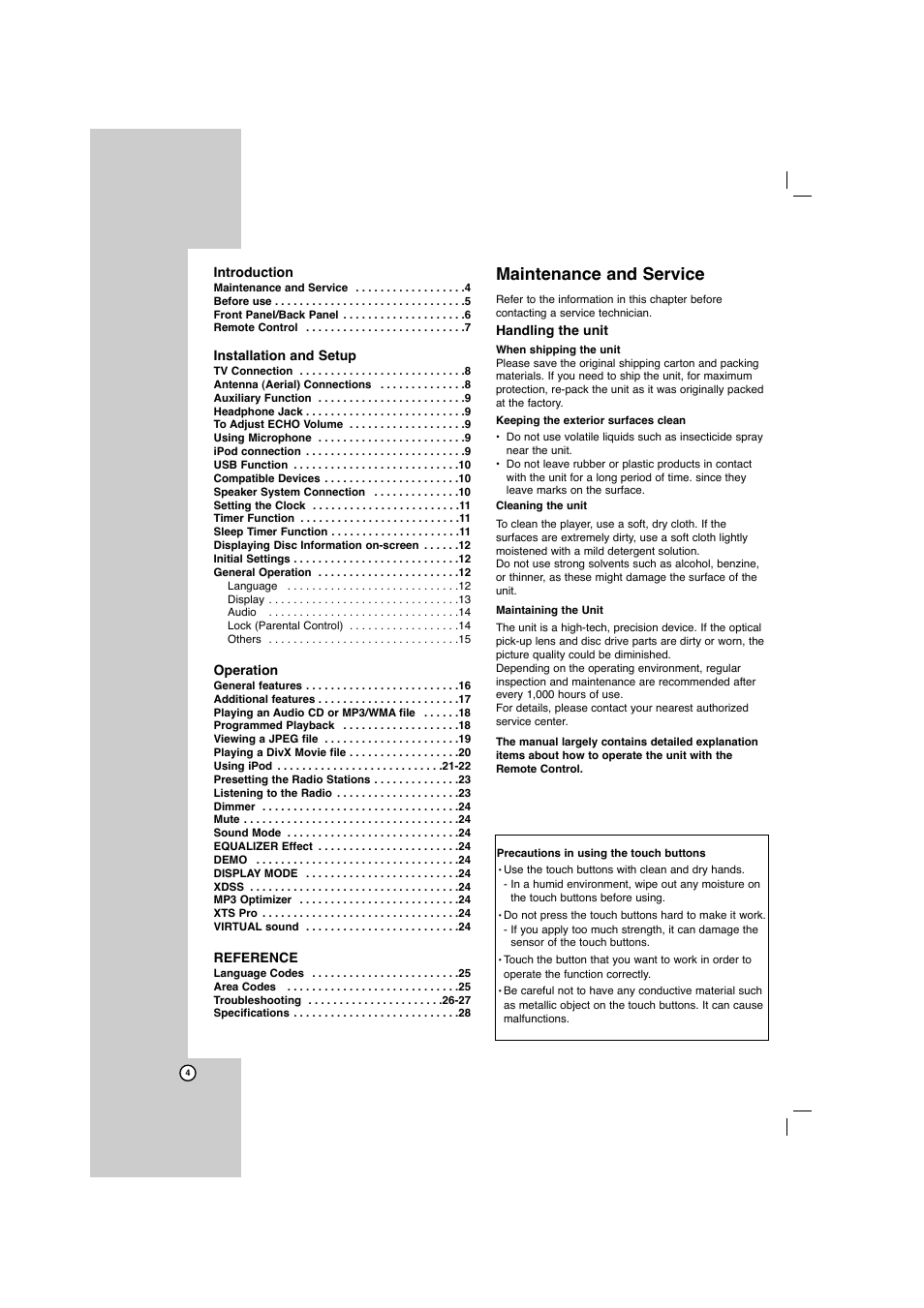 Maintenance and service | LG LFD750 User Manual | Page 4 / 29