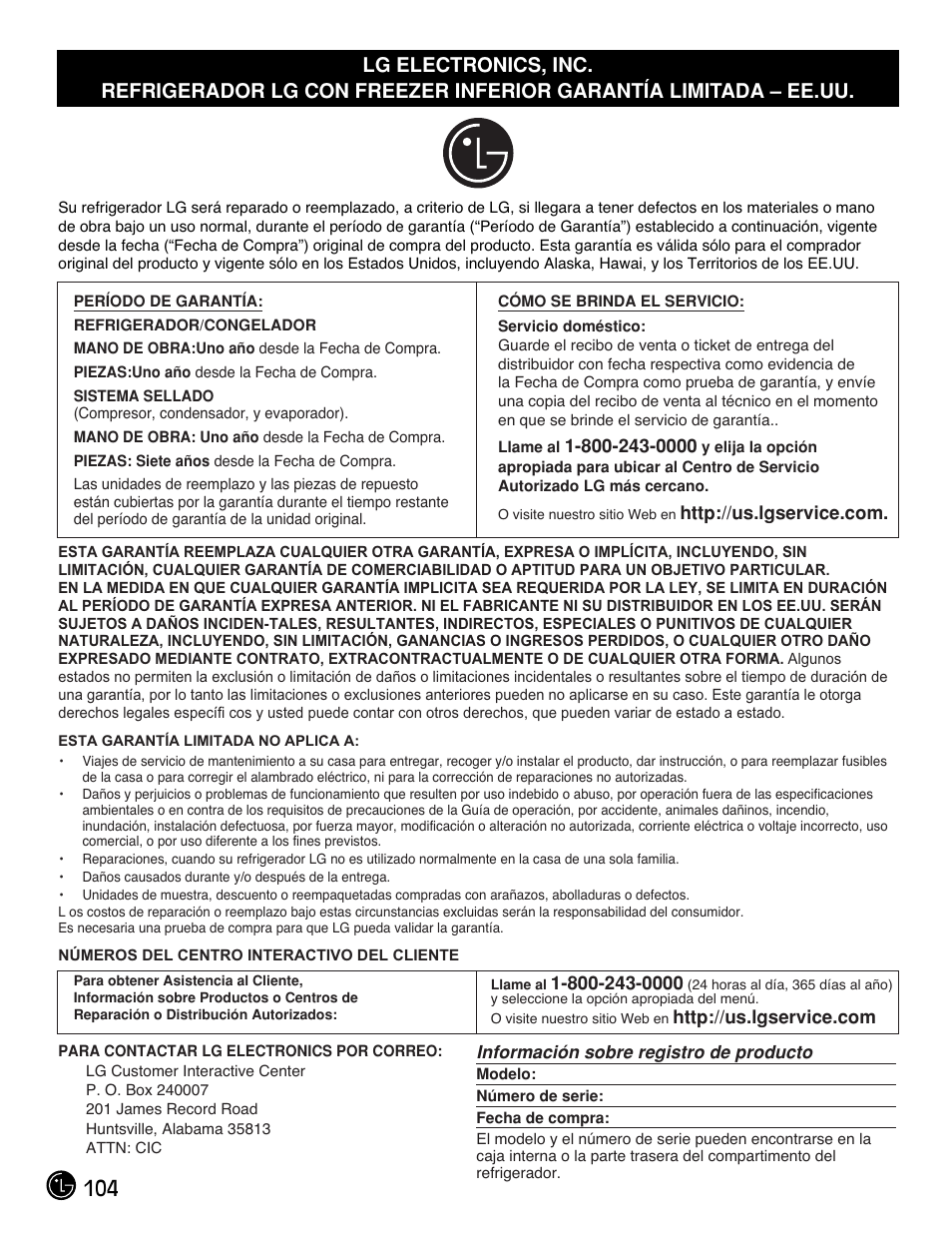 LG LFC21770 User Manual | Page 104 / 108