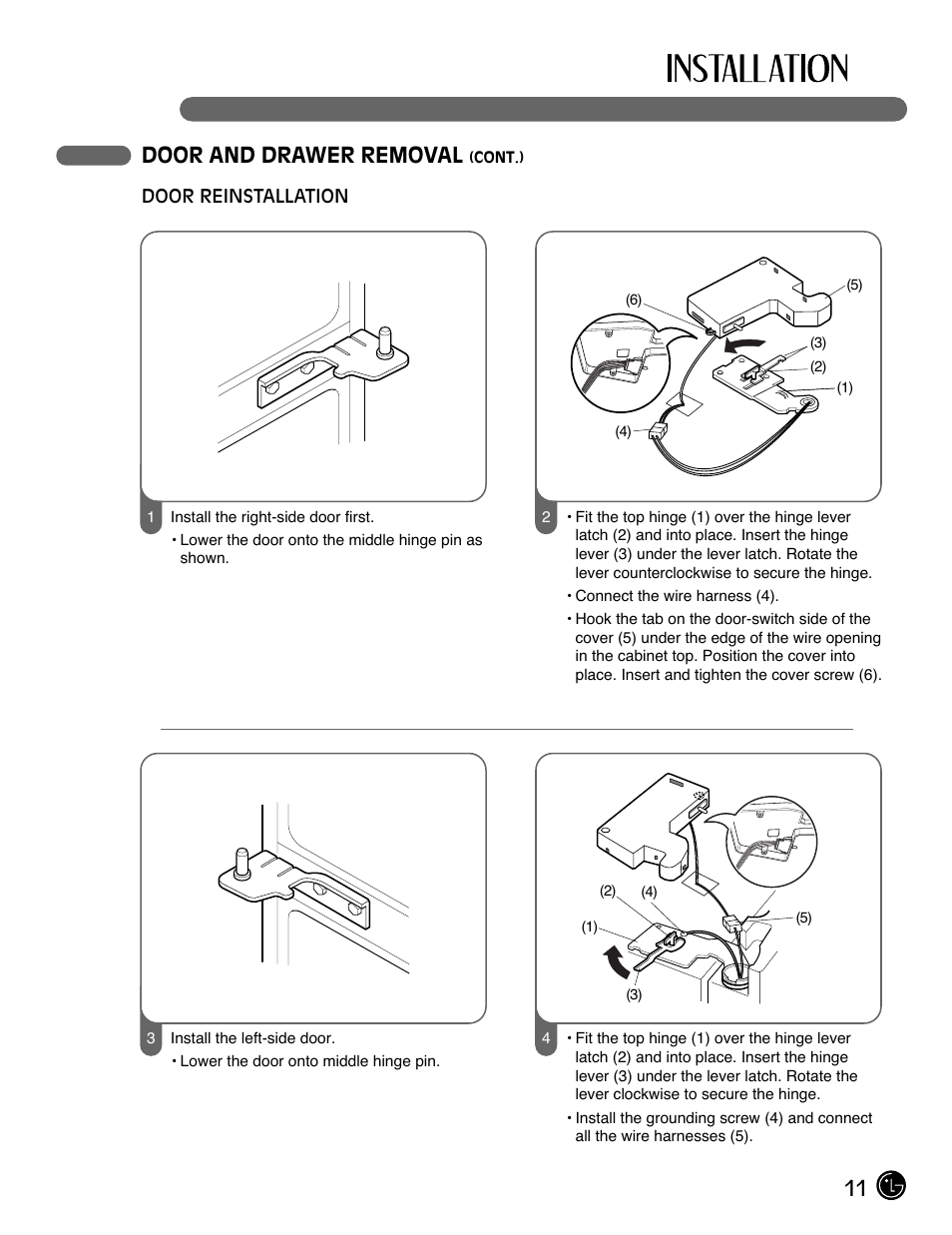 11 door and drawer removal | LG LFC21770 User Manual | Page 11 / 108